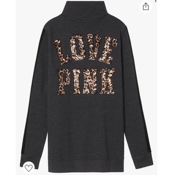 Victoria’s Secret Pink Cheetah Bling Half Zip - Picture 1 of 4